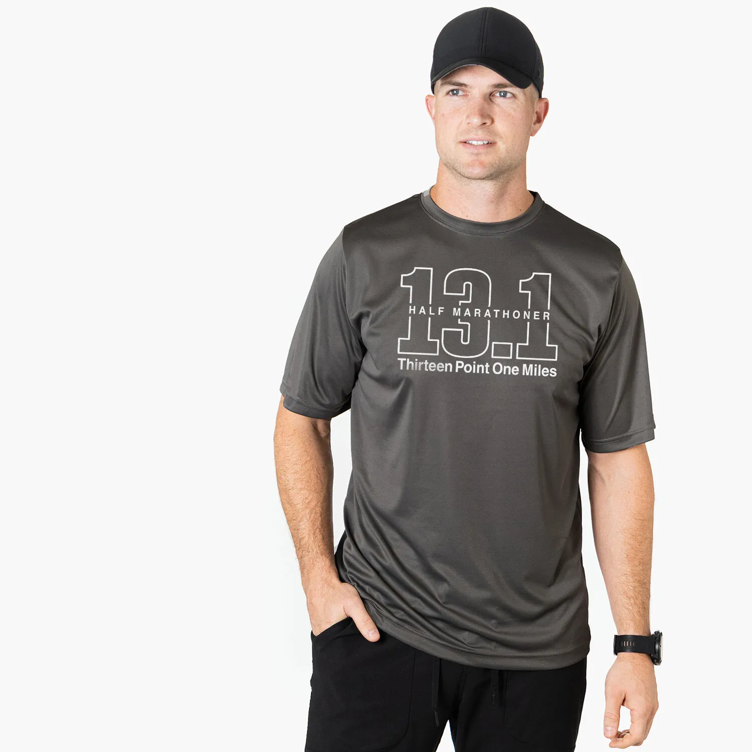 Men's Running Short Sleeve Tech Tee - Half Marathoner 13.1 Miles 4 Men's Running Short Sleeve Tech Tee - Half Marathoner 13.1 Miles - Image 2