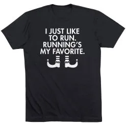 Running Short Sleeve T-Shirt - Running's My Favorite (Simple) -goneforarun Sales 2023 tr 40025 BLACK FLAT