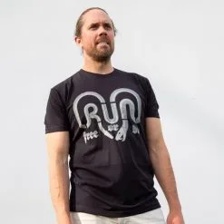 Running Short Sleeve T-Shirt - Run Free Or Die Snake -goneforarun Sales 2023 tr 40044 BLACK MALE LIFESTYLE