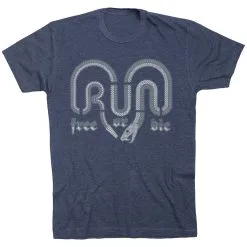 Running Short Sleeve T-Shirt - Run Free Or Die Snake -goneforarun Sales 2023 tr 40044 NAVY FLAT