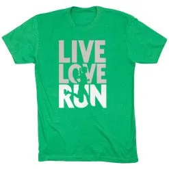 Running Short Sleeve T-Shirt - Live Love Run Silhouette -goneforarun Sales 2023 tr 40059 GREEN FLAT