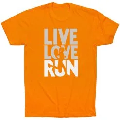 Running Short Sleeve T-Shirt - Live Love Run Silhouette -goneforarun Sales 2023 tr 40059 ORANGE FLAT