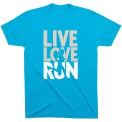 Running Short Sleeve T-Shirt - Live Love Run Silhouette -goneforarun Sales 2023 tr 40059 TURQUOISE FLAT