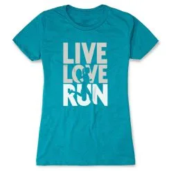 Women's Everyday Runners Tee - Live Love Run Silhouette -goneforarun Sales 2023 tr 40060 TEAL FLAT