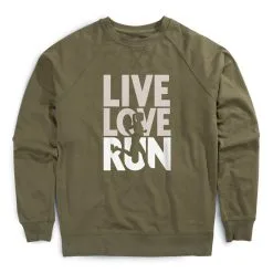 Running Raglan Crew Neck Pullover - Live Love Run Silhouette -goneforarun Sales 2023 tr 40064 OLIVE MAIN