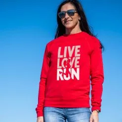 Running Raglan Crew Neck Pullover - Live Love Run Silhouette -goneforarun Sales 2023 tr 40064 RED FEMALE LIFESTYLE