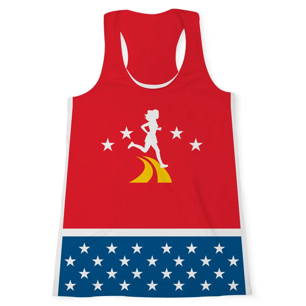 Women's Performance Tank Top - Super Runner With Stars 3 Women's Performance Tank Top - Super Runner With Stars