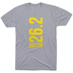 Running Short Sleeve T-Shirt - Boston 26.2 Vertical 25 Running Short Sleeve T-Shirt - Boston 26.2 Vertical -goneforarun Sales 2023 tr 40669 GRAY FLAT