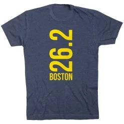 Running Short Sleeve T-Shirt - Boston 26.2 Vertical 29 Running Short Sleeve T-Shirt - Boston 26.2 Vertical -goneforarun Sales 2023 tr 40669 NAVY FLAT