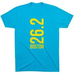 Running Short Sleeve T-Shirt - Boston 26.2 Vertical 32 Running Short Sleeve T-Shirt - Boston 26.2 Vertical -goneforarun Sales 2023 tr 40669 TURQUOISE FLAT