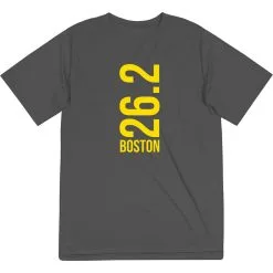 Men's Running Short Sleeve Tech Tee - Boston 26.2 Vertical -goneforarun Sales 2023 tr 40678 GRAPHITE FLAT