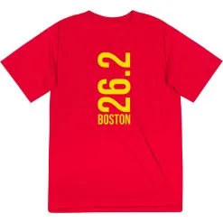 Men's Running Short Sleeve Tech Tee - Boston 26.2 Vertical -goneforarun Sales 2023 tr 40678 RED FLAT