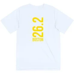 Men's Running Short Sleeve Tech Tee - Boston 26.2 Vertical -goneforarun Sales 2023 tr 40678 WHITE FLAT