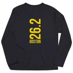 Men's Running Long Sleeve Tech Tee - Boston 26.2 Vertical -goneforarun Sales 2023 tr 40679 BLACK FLAT