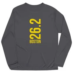 Men's Running Long Sleeve Tech Tee - Boston 26.2 Vertical -goneforarun Sales 2023 tr 40679 GRAPHITE FLAT