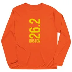 Men's Running Long Sleeve Tech Tee - Boston 26.2 Vertical -goneforarun Sales 2023 tr 40679 ORANGE FLAT