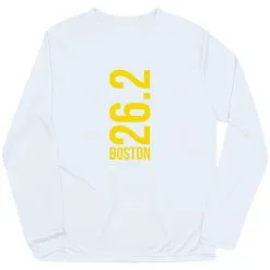 Men's Running Long Sleeve Tech Tee - Boston 26.2 Vertical -goneforarun Sales 2023 tr 40679 WHITE FLAT