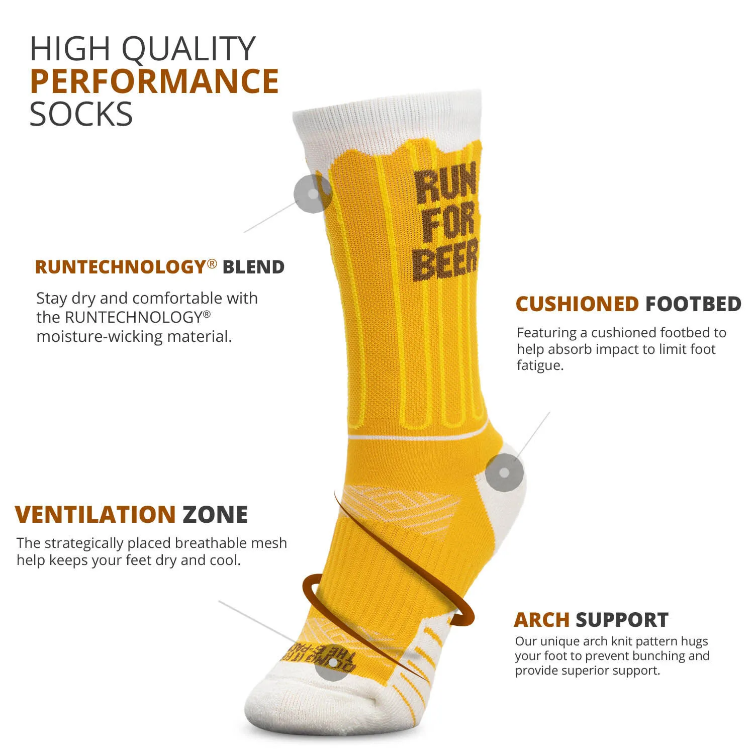 Socrates® Mid-Calf Socks - Run For Beer 5 Socrates® Mid-Calf Socks - Run For Beer - Image 3