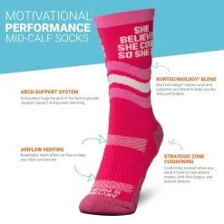 Socrates® Mid-Calf Socks - She Believed She Could -goneforarun Sales 2023 tr 40877 DETAILS