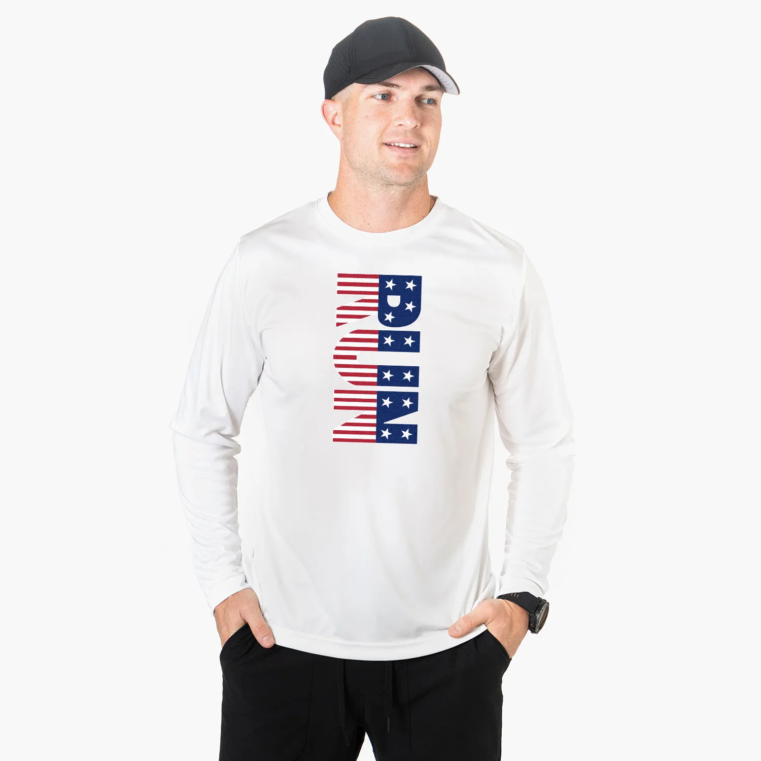 Men's Running Long Sleeve Tech Tee - Patriotic Run 4 Men's Running Long Sleeve Tech Tee - Patriotic Run - Image 2