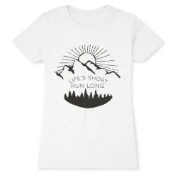 Women's Everyday Runners Tee - Life's Short Run Long (Mountains)