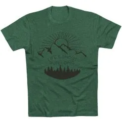 Running Short Sleeve T-Shirt - Life's Short Run Long (Mountains) -goneforarun Sales 2023 tr 41245 FORESTGREEN FLAT