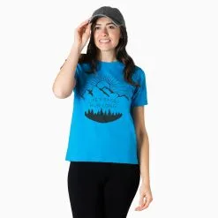 Running Short Sleeve T-Shirt - Life's Short Run Long (Mountains) -goneforarun Sales 2023 tr 41245 TURQUOISE FEMALEGFAR
