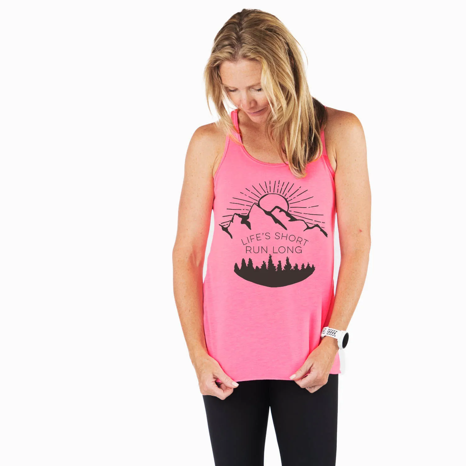 Flowy Racerback Tank Top - Life's Short Run Long (Mountains) 4 Flowy Racerback Tank Top - Life's Short Run Long (Mountains) - Image 2