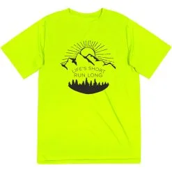 Men's Running Short Sleeve Tech Tee - Life's Short Run Long (Mountains) -goneforarun Sales 2023 tr 41252 SAFETYYELLOW FLAT