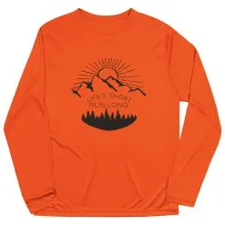 Men's Running Long Sleeve Tech Tee - Life's Short Run Long (Mountains) -goneforarun Sales 2023 tr 41253 ORANGE FLAT