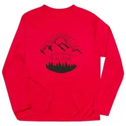 Men's Running Long Sleeve Tech Tee - Life's Short Run Long (Mountains) -goneforarun Sales 2023 tr 41253 RED FLAT