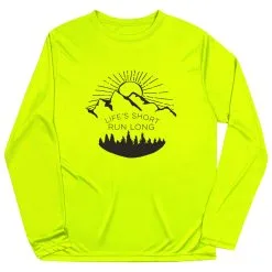 Men's Running Long Sleeve Tech Tee - Life's Short Run Long (Mountains)