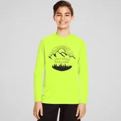 Men's Running Long Sleeve Tech Tee - Life's Short Run Long (Mountains) -goneforarun Sales 2023 tr 41253 SAFETYYELLOW YOUTH