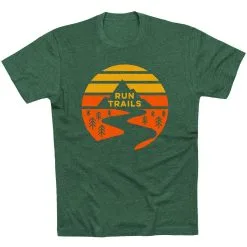 Running Short Sleeve T-Shirt - Run Trails Sunset -goneforarun Sales 2023 tr 41269 FORESTGREEN FLAT