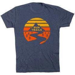 Running Short Sleeve T-Shirt - Run Trails Sunset -goneforarun Sales 2023 tr 41269 NAVY FLAT