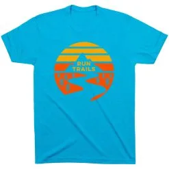 Running Short Sleeve T-Shirt - Run Trails Sunset -goneforarun Sales 2023 tr 41269 TURQUOISE FLAT