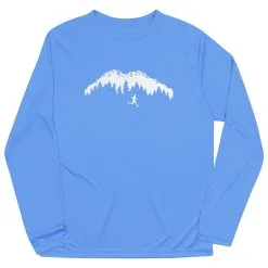 Men's Running Long Sleeve Tech Tee - Trail Runner In The Mountains (Male) -goneforarun Sales 2023 tr 41332 LIGHTBLUE FLAT