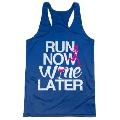 Women's Racerback Performance Tank Top - Run Now Wine Later (Bold) -goneforarun Sales 2023 tr 41414 ROYAL MAIN