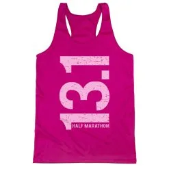 Women's Racerback Performance Tank Top - 13.1 Half Marathon Vertical -goneforarun Sales 2023 tr 41493 PINK MAIN
