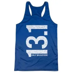 Women's Racerback Performance Tank Top - 13.1 Half Marathon Vertical