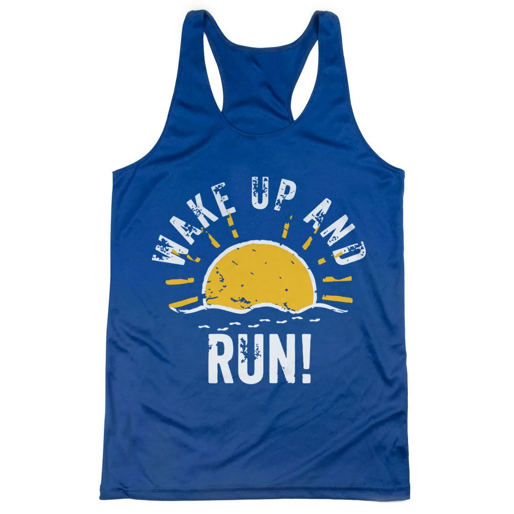 Women's Racerback Performance Tank Top - Wake Up And Run 3 Women's Racerback Performance Tank Top - Wake Up And Run