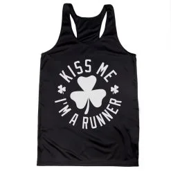 Women's Racerback Performance Tank Top - Kiss Me I Am A Runner Shamrock -goneforarun Sales 2023 tr 41507 BLACK MAIN