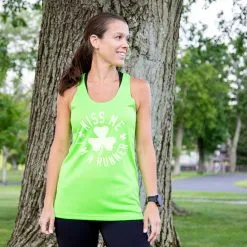 Women's Racerback Performance Tank Top - Kiss Me I Am A Runner Shamrock -goneforarun Sales 2023 tr 41507 LIME MODEL