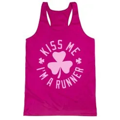 Women's Racerback Performance Tank Top - Kiss Me I Am A Runner Shamrock -goneforarun Sales 2023 tr 41507 PINK MAIN