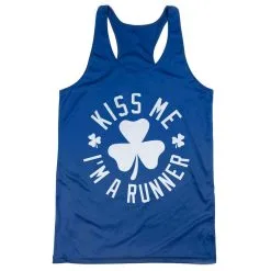 Women's Racerback Performance Tank Top - Kiss Me I Am A Runner Shamrock -goneforarun Sales 2023 tr 41507 ROYAL MAIN