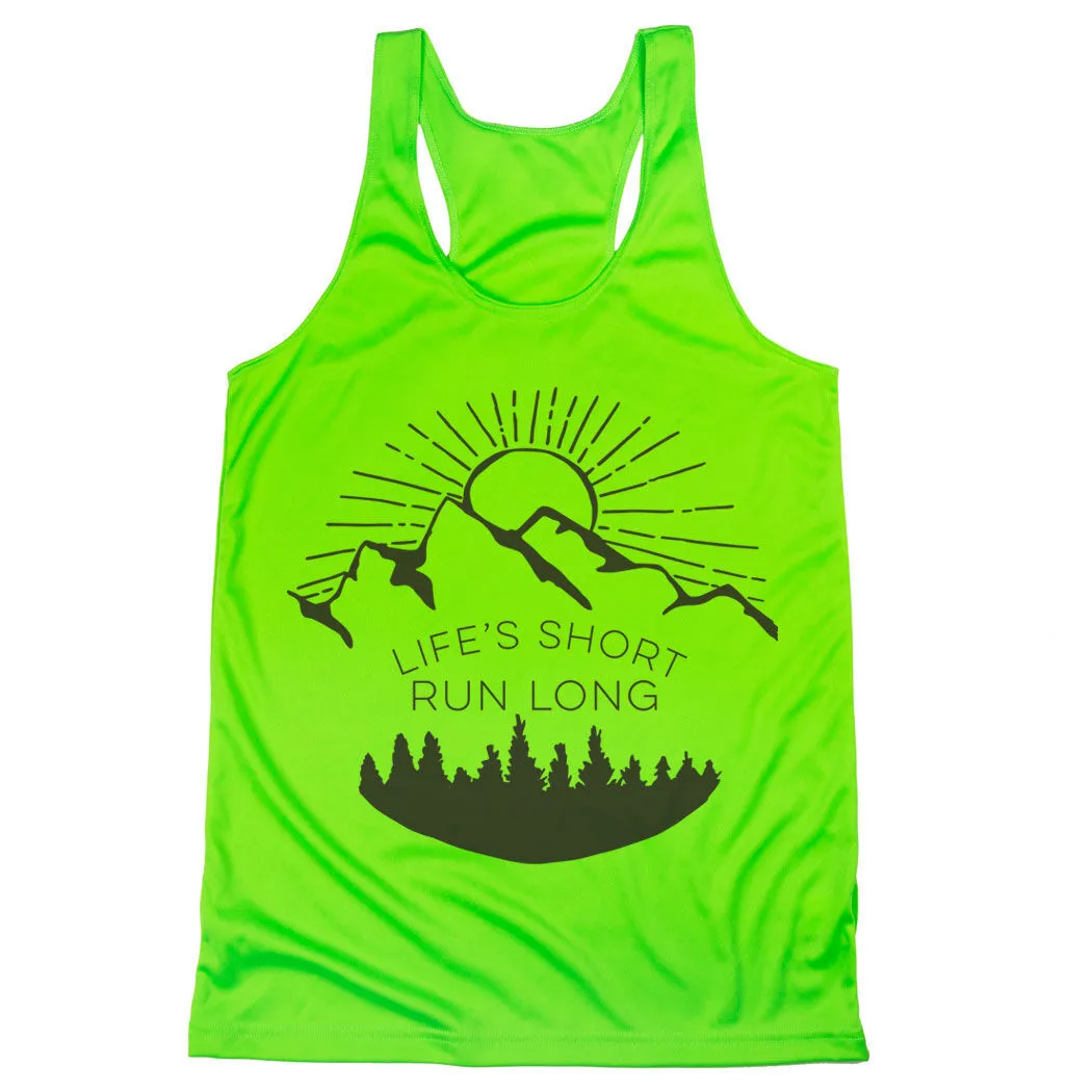 Women's Racerback Performance Tank Top - Life's Short Run Long (Mountains) 3 Women's Racerback Performance Tank Top - Life's Short Run Long (Mountains)