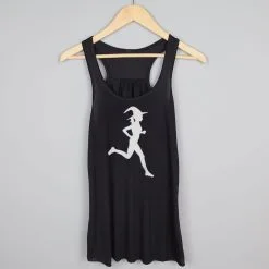 Flowy Racerback Tank Top - Runner Witch -goneforarun Sales 2023 tr 41576 BLACK HANGER