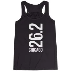 Flowy Racerback Tank Top - Chicago 26.2 Vertical -goneforarun Sales 2023 tr 41609 BLACK MAIN