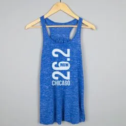 Flowy Racerback Tank Top - Chicago 26.2 Vertical -goneforarun Sales 2023 tr 41609 BLUE HANGER