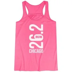 Flowy Racerback Tank Top - Chicago 26.2 Vertical -goneforarun Sales 2023 tr 41609 PINK MAIN